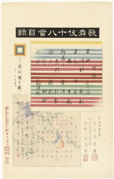 歌舞伎十八番シリーズ目次 歌舞伎十八番目録 十八歌舞伎（シリーズタイトル） 歌舞伎十八番 作： Torii Kiyotada