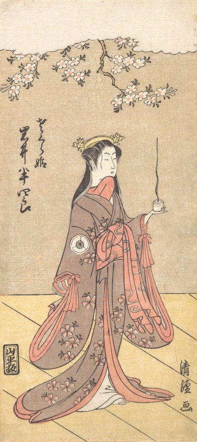 俳優岩井半四郎四代目桜姫役、1767年。 作： Torii Kiyotsune