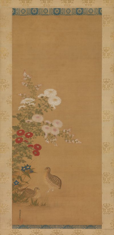 ウズラと秋の花 17世紀後半 作： Tosa Mitsuoki