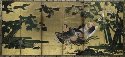 フェニックスと桐、1500年代後半。 作： Tosa Mitsuyoshi