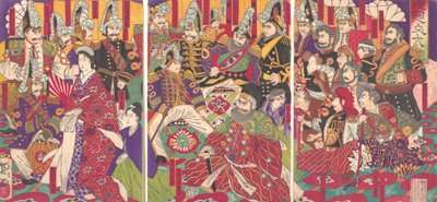 文官および軍の将校、1877 年 12 月。 作： Toshimasa