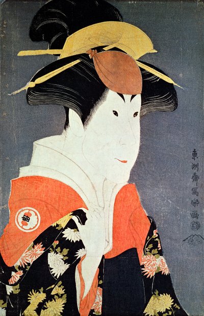 歌舞伎俳優瀬川富三郎二世の頭と肩、宿木、大岸蔵人の妻として）、1794年に出版（カラー木版画） 作： Toshusai Sharaku