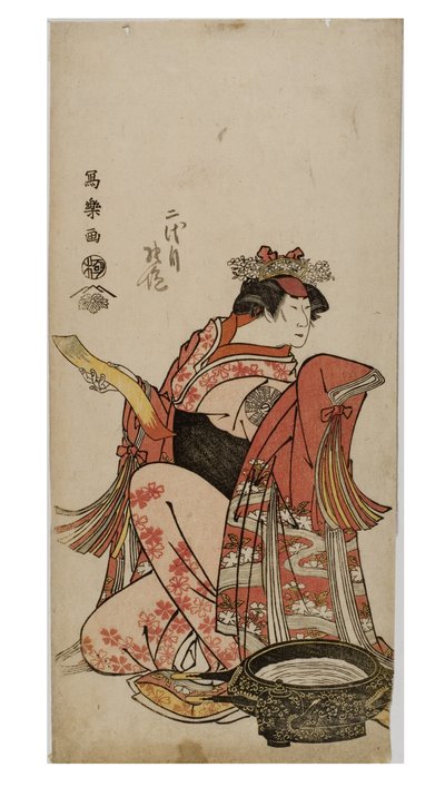女形の歌舞伎役者中村、1794～1795年頃（紙に木版画） 作： Toshusai Sharaku
