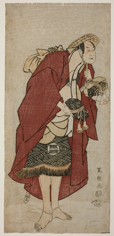 The Actor Sakata Hangoro III as the Groom Abumizuri no Iwazo in Koriyama, Actually Kurisaka Taro Tomonori (SAndai-me Sakata Hangoro no Koriyama no Umakata Abumizuri no Iwazo, jitsuwa Kurisaka Taro Tomonori) 作： Toshusai Sharaku