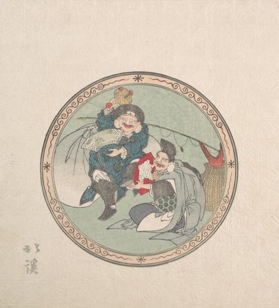 恵比寿と大黒、七福神の二柱、19世紀。 作： Totoya Hokkei