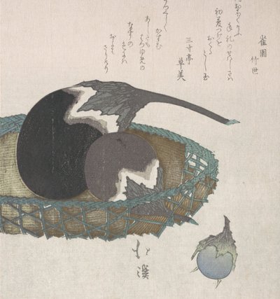かごに入ったナス、19世紀。 作： Totoya Hokkei
