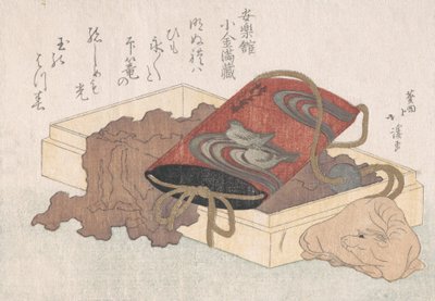 春雨の箱に水鳥と牛根付を描いた漆の印籠…、おそらく1817年。 作： Totoya Hokkei