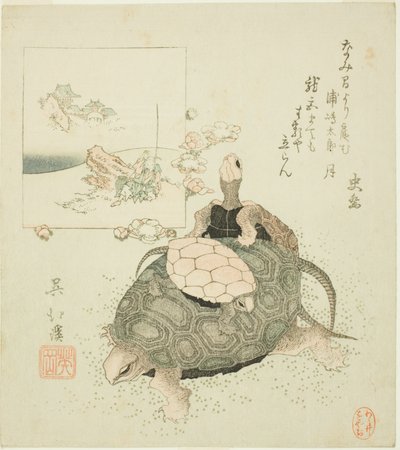 Sea turtles and Urashima Taro 作： Totoya Hokkei