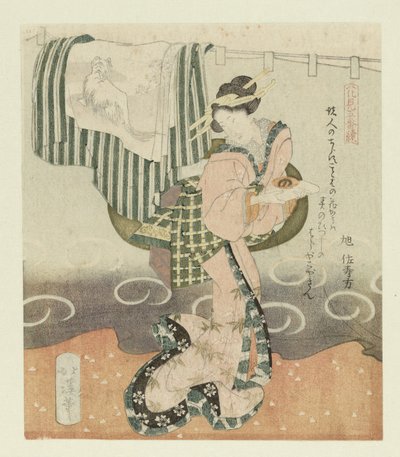 酒器を持つ女性 花を愛でるペンタプティク（連載タイトル） 花見ごばんつづき 作： Totoya Hokkei