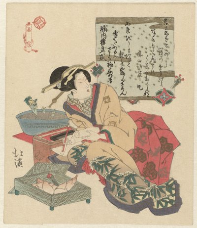 女性は手紙を書きます Môsô (オブジェクトのタイトル) 作： Totoya Hokkei