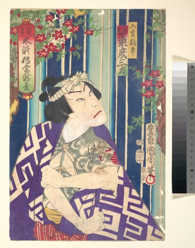 Imaginäres Porträt, Shuihuzhuan der Bühne: Tōryūdai - Schauspieler, Bandō Hikozaburō als Nyūunryū 作： 豊原国周