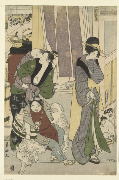 魚屋 四月 三連祭壇画 よんがつ、さんぶくついい 豊広と豊国の十二ヶ月（連載タイトル） とよひろ とよくに りょうがじゅうにこ 作： Toyokuni (II) , Utagawa