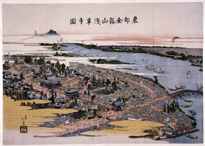東都の金龍山浅草寺 1820年頃（木版画 作： Toyota Hokkei