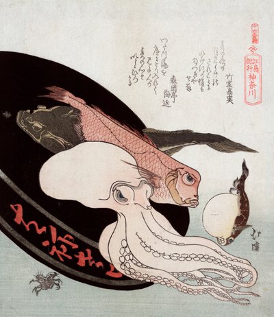 タコと海の魚（トトヤ法研 作： Toyota Hokkei