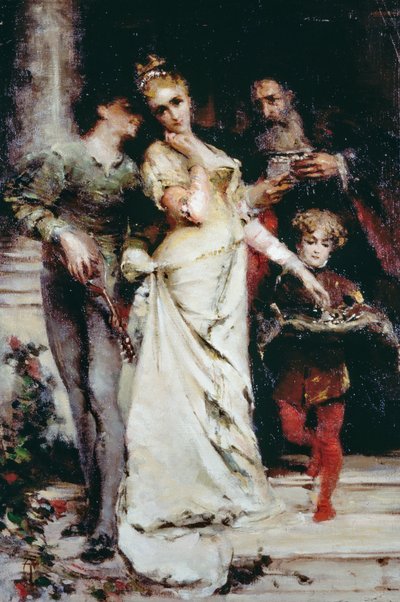 トランキッロ・クレモナ（1837-1878）作「Confidences」、油彩・キャンバス、61.5x41cm 作： Tranquillo Cremona