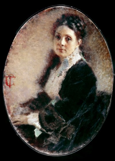 デシャン夫人の肖像。トランキッロ・クレモナ（1837-1878）の絵画 作： Tranquillo Cremona