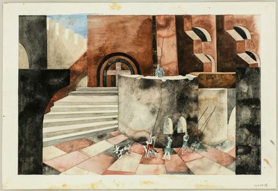 1934年頃のフリードリヒヘッベルによる悲劇死のニーベルンゲンの舞台デザイン。 作： Traugott Müller