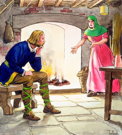 ケーキを焼くアルフレッド王、1900年頃 作： Trelleek