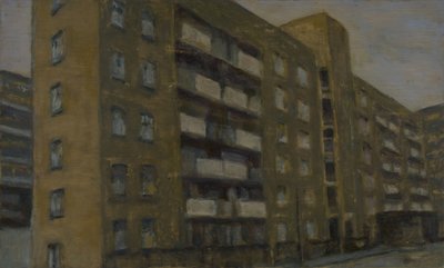 住む場所 34, 2012 (油彩、合板) 作： トレバー・バージェス