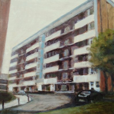 住む場所 43, 2012 （ベニヤ板に油彩） 作： トレバー・バージェス