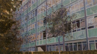 住む場所 L6, 2013 (油彩、合板) 作： トレバー・バージェス