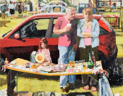 カー・ブート・セール、2011年（油彩・板） 作： トレバー・バージェス