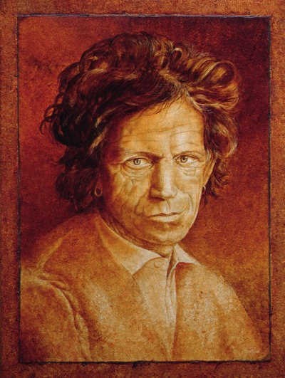 キース・リチャーズ（b.1943）（割れたジェッソに油絵具、キャンバス、ボード 作： Trevor Neal