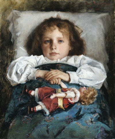 人形を持つ子供、1912 作： Trubetskoy