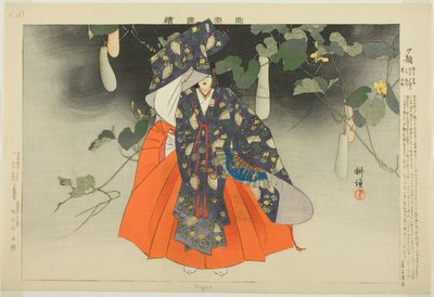 夕顔 連載「能楽図絵」より 作： Tsukioka Kogyo
