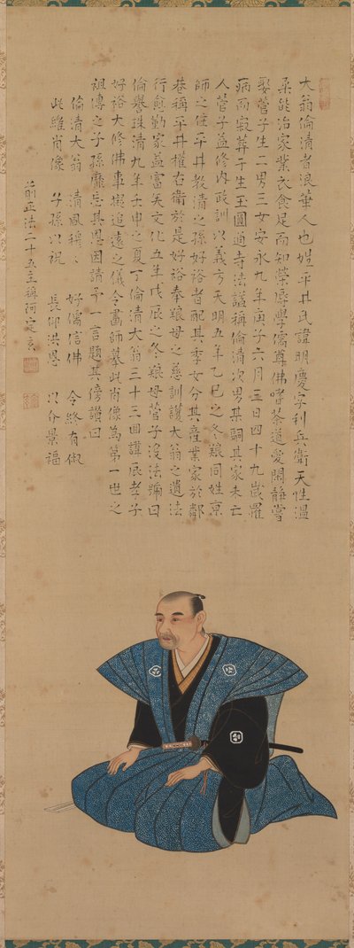 武士の肖像のペア- 公式: 平井林政、1776. 作： Tsukioka Settei