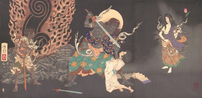 Fudo Myoo Threatening a Novice, 1885. 作： Tsukioka Yoshitoshi