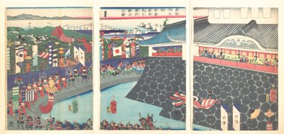 秀吉とその軍勢、名護屋陣を出発する図 作： 月岡芳年