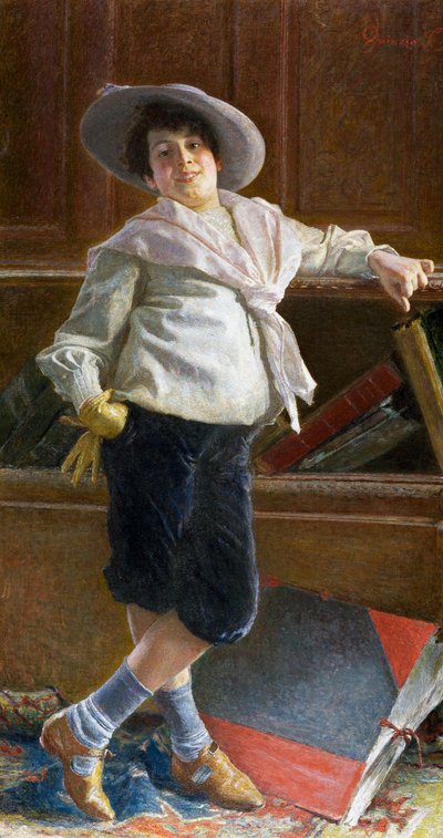 若い男の肖像、トゥリオ サルヴァトーレ キンツィオ (1858-1918) 作、キャンバスに油彩、80x100 cm 作： Tullio Salvatore Quinzio