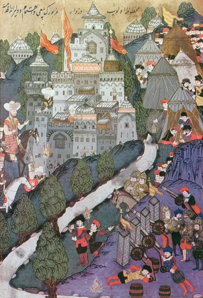 1396年9月25〜28日のニコポリスの戦い、イスタンブールのトプカピ博物館に保存されているミニチュアの複製 作： Turkish School