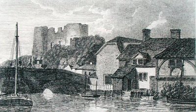 マイケル・ファラデーのスクラップブックに掲載されていたTunbridgeの眺め（Murrayによる彫刻）。 作： Turner (after)