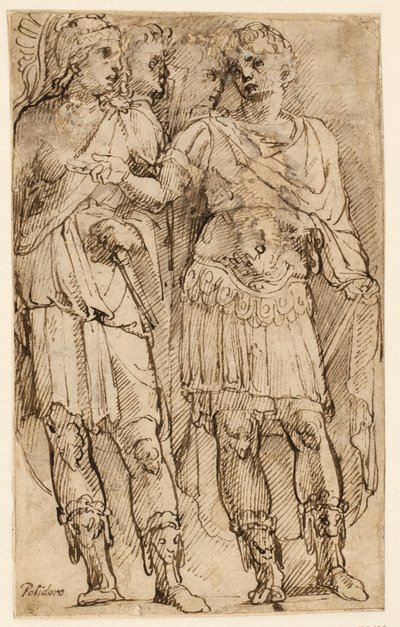ローマの将軍と 3 人の兵士 作： Ubekendt