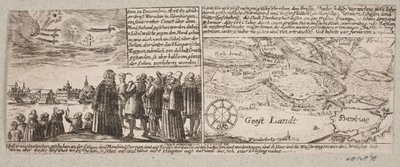 1660 年 12 月 14 日にジーベンビュルゲンのグロースヴァルデインに出現した彗星と、1661 年 1 月 4 日の高潮時にハンブルグ近郊で発見された地図 作： Ubekendt