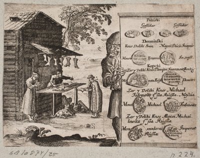 ロシアの硬貨の足の概要。 バック グラウンドでロシアの靴屋 作： Ubekendt