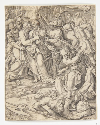 キリストの裏切り 作： Ubekendt efter Dirck Volckertsz. Coornhert efter Maarten van Heemskerck