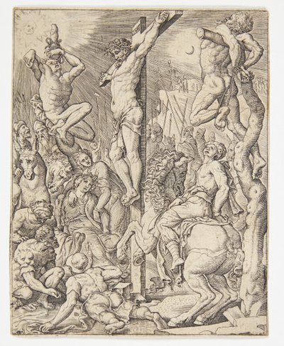 十字架上のキリストの死 作： Ubekendt efter Dirck Volckertsz. Coornhert efter Maarten van Heemskerck