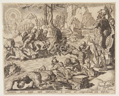 兵士たちの飲み方を見守るギデオン 作： Ubekendt efter Maarten van Heemskerck