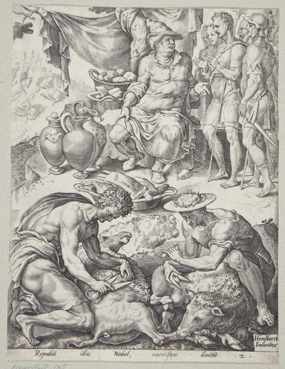 ダビデに食物を送ることを拒むナバル 作： Ubekendt efter Maarten van Heemskerck
