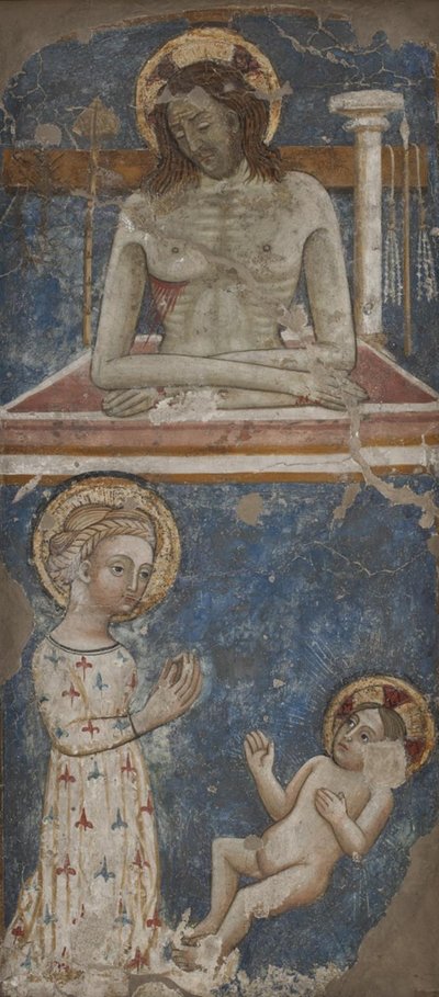 悲しみの人としてのキリスト. 聖母子 作： Ubekendt italiensk 1300 tallet