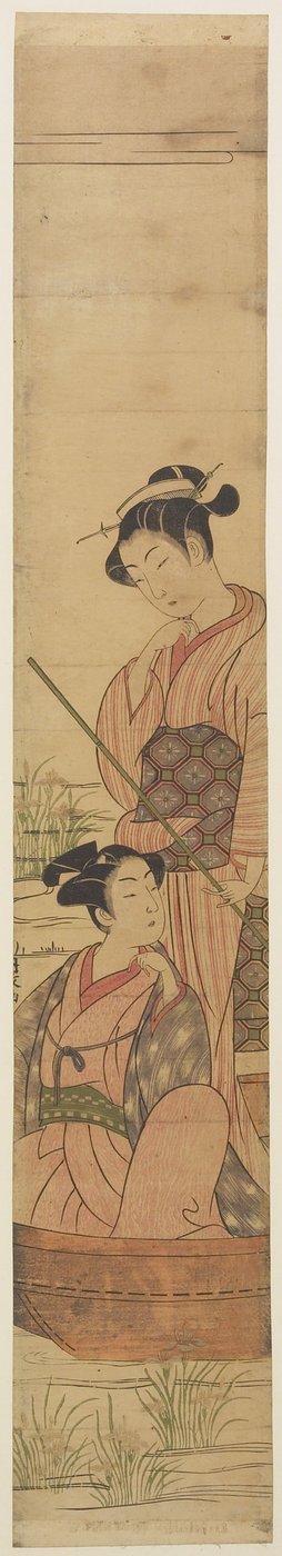 月の下の船の若いカップル、1770年から72年頃 作： Uchimasa