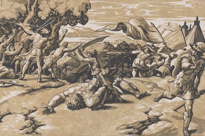 デビッドとゴリアテ、カリフォルニア州。 1520-27。 作： Ugo da Carpi