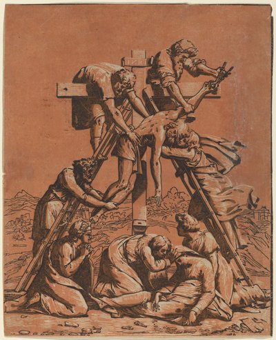 十字架からの降下 作： Ugo da Carpi after Raphael