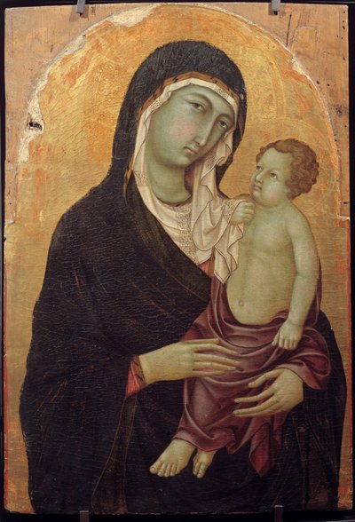 ウゴリーノ・ディ・ネリオによる木の上の聖母子の絵画 作： Ugolino di Nerio