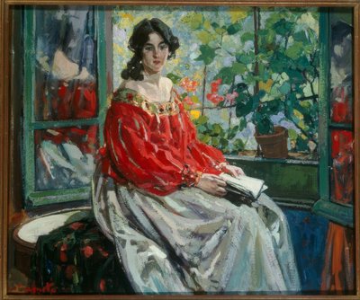 本を持つ女性 作： Ulisse Caputo