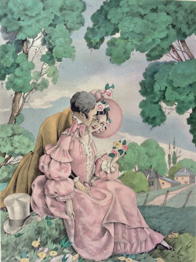 Gustave Flaubert (1821-80) による「マダム・ボヴァリー」のイラスト、Gibert Jeune から出版 作： Umberto (after) Brunelleschi