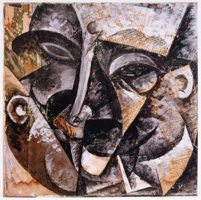 男の頭のダイナミズム、1914 作： Umberto Boccioni